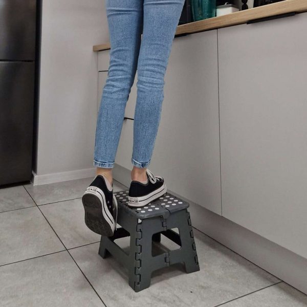 Non-slip folding stool 22cm dark grey