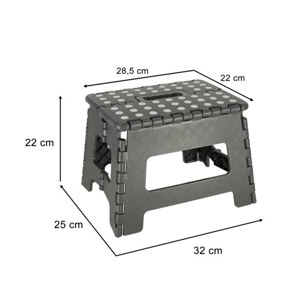 Non-slip folding stool 22cm dark grey