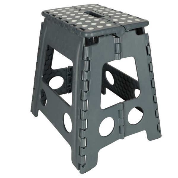 Non-slip folding stool 39cm grey