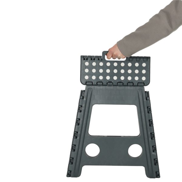 Non-slip folding stool 39cm grey