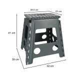 Non-slip folding stool 39cm grey