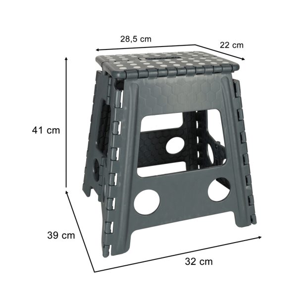 Non-slip folding stool 39cm grey