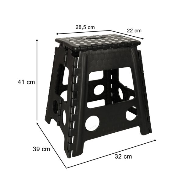 Non-slip folding stool 39cm black
