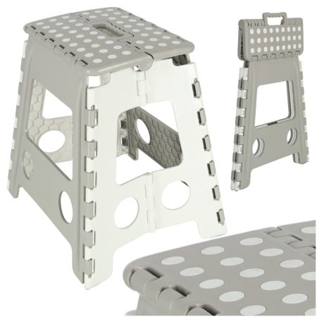 Non-slip folding stool high 39cm light grey