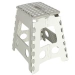 Non-slip folding stool high 39cm light grey