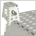 Non-slip folding stool high 39cm light grey