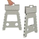 Non-slip folding stool high 39cm light grey