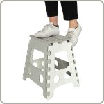 Non-slip folding stool high 39cm light grey