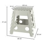 Non-slip folding stool high 39cm light grey