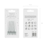 Birthday cake candles plain silver 6cm 6 pieces