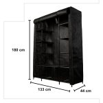 Fabric folding wardrobe XXL Black