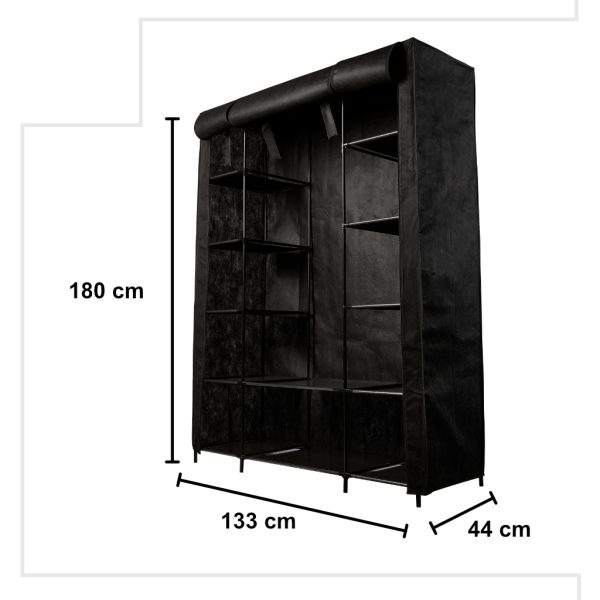 Fabric folding wardrobe XXL Black