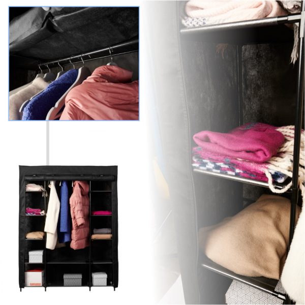 Fabric folding wardrobe XXL Black