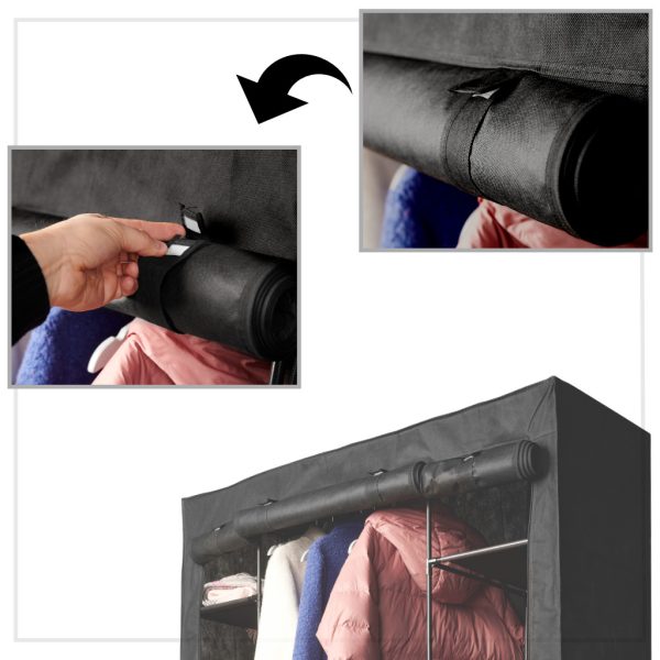 Fabric folding wardrobe XXL Black