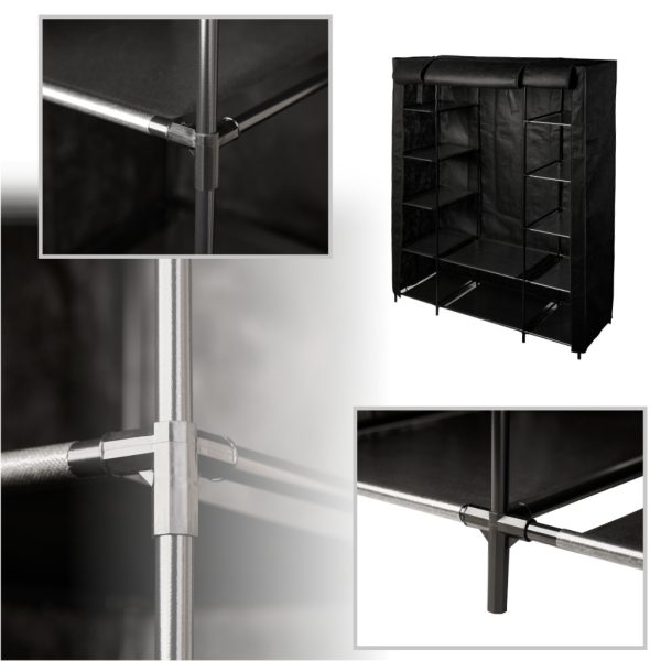 Fabric folding wardrobe XXL Black