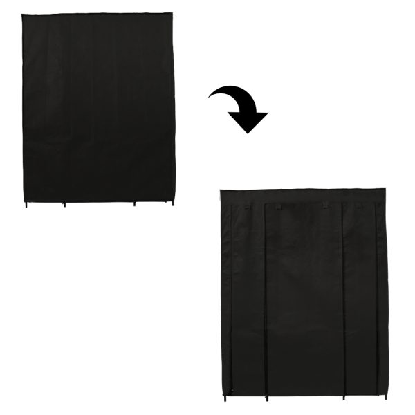 Fabric folding wardrobe XXL Black