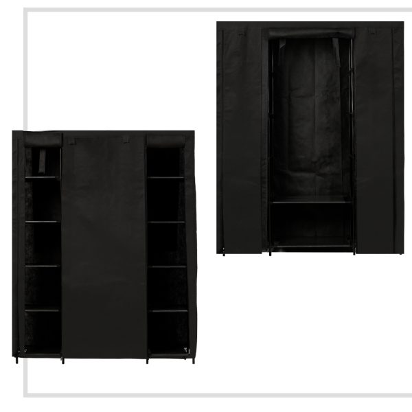 Fabric folding wardrobe XXL Black