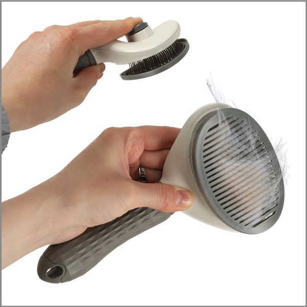 Self-cleaning brush for dog cat hair