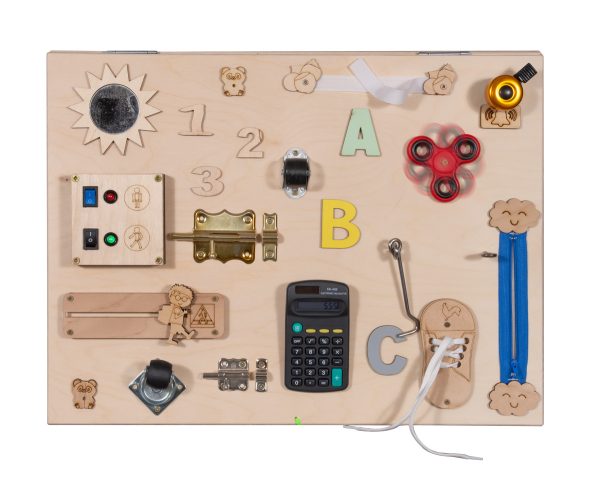 Wooden sensory manipulation board double-sided