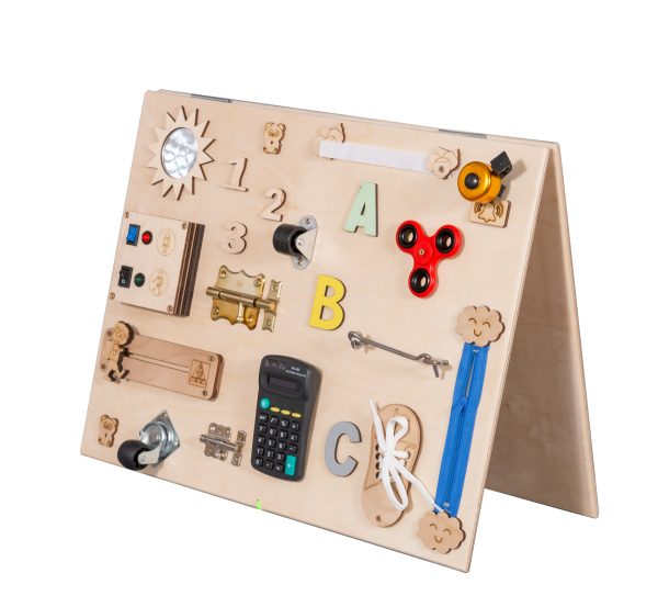 Wooden sensory manipulation board double-sided