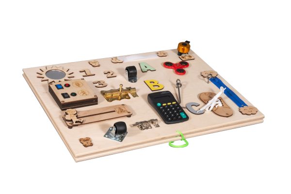 Wooden sensory manipulation board double-sided