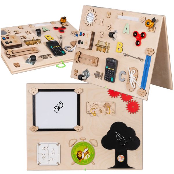 Wooden sensory manipulation board double-sided at skinstars.lt