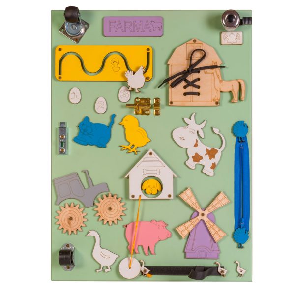 Two-sided chalkboard wooden farm colourful manipulative board
