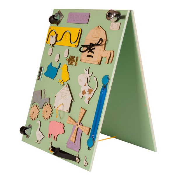 Two-sided chalkboard wooden farm colourful manipulative board