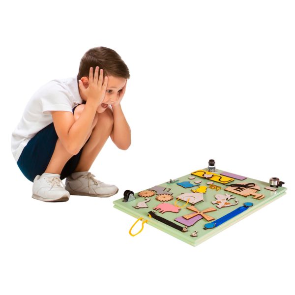 Two-sided chalkboard wooden farm colourful manipulative board