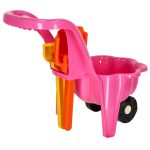 Children's wheelbarrow daisy garden set with shovel and rake pink