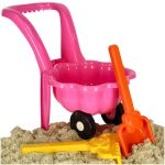 Children's wheelbarrow daisy garden set with shovel and rake pink