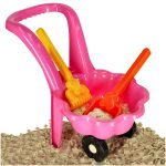 Children's wheelbarrow daisy garden set with shovel and rake pink