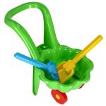 Children's wheelbarrow daisy garden set with shovel and rake green