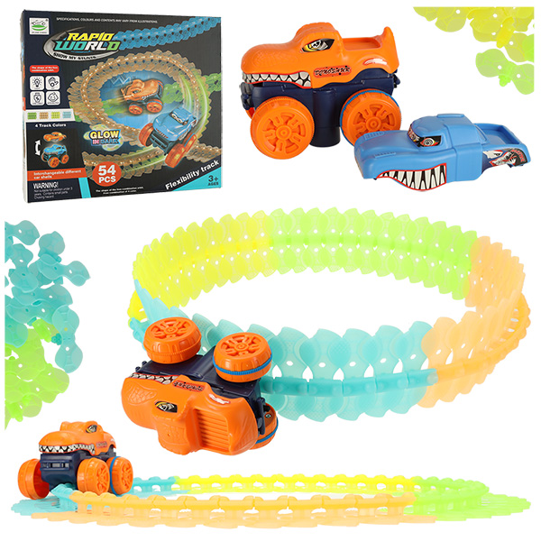 Luminous racing track to assemble with car 54 pieces