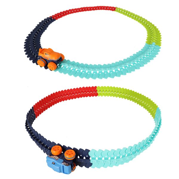 Car racing track with car 102 elements