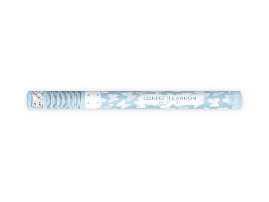 Confetti tube shooting with white butterflies 60cm