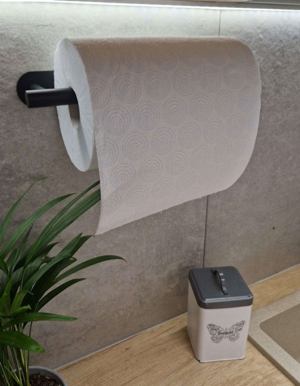 Toilet paper towel holder black