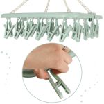 Linen laundry hanger blue