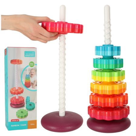 Rainbow tower pyramid pinwheel spiral for stacking
