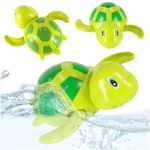 Green screw-on water turtle bath toy