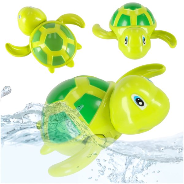 Green screw-on water turtle bath toy
