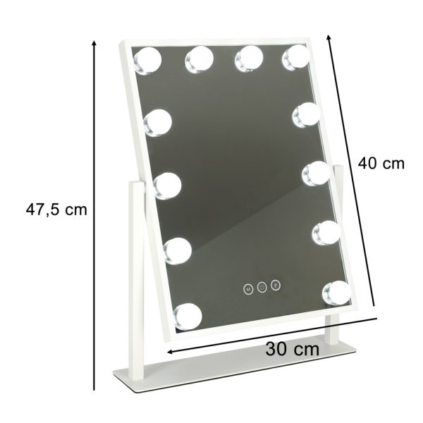 LED make-up mirror with USB bulbs 30x40cm