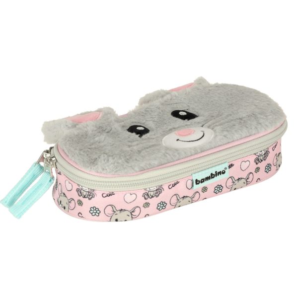 Padded sachet pencil case with flap mouse
