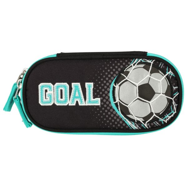 Padded pencil case with flap football