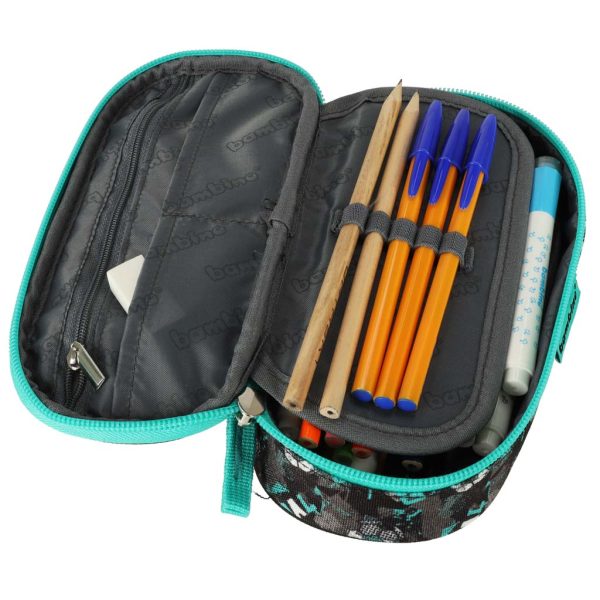 Padded pencil case with flap football