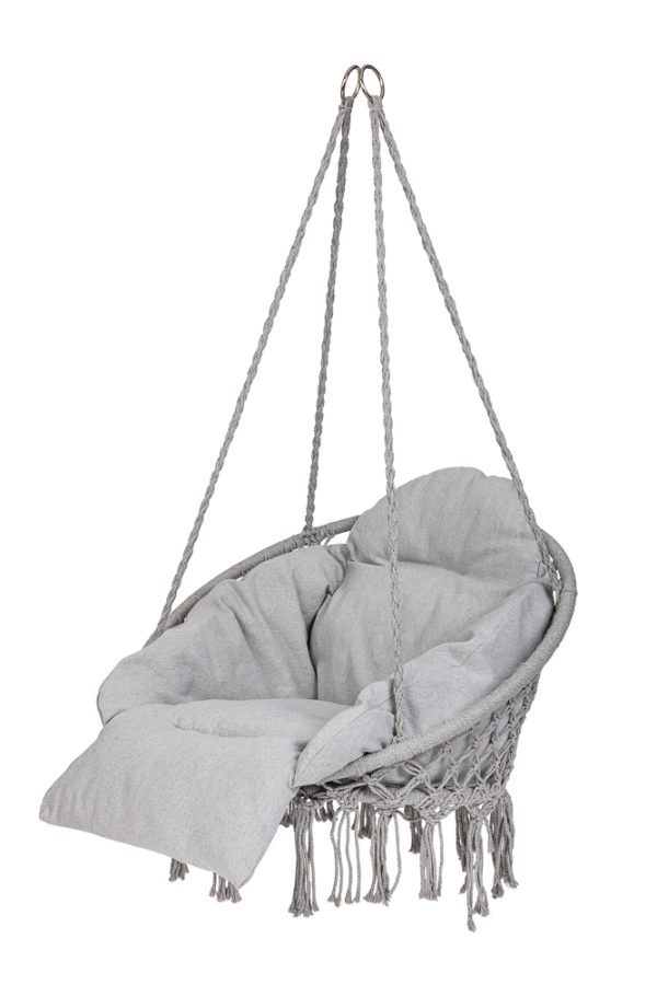 Hanging chair swing seat with cushion XXL grey 120kg