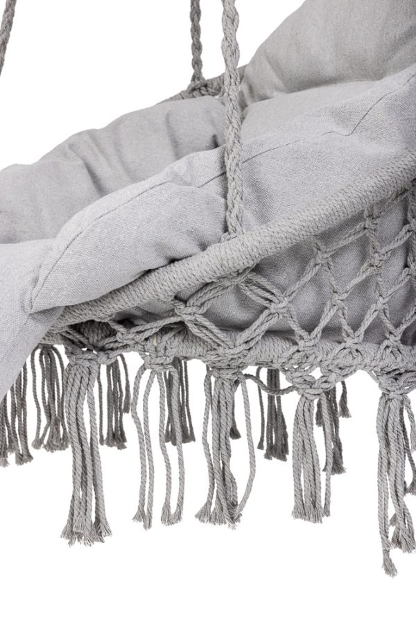 Hanging chair swing seat with cushion XXL grey 120kg