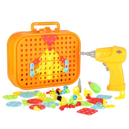 Building blocks in a suitcase + screwdriver space