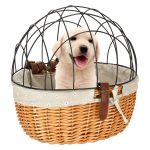 Rattan bicycle basket with metal frame