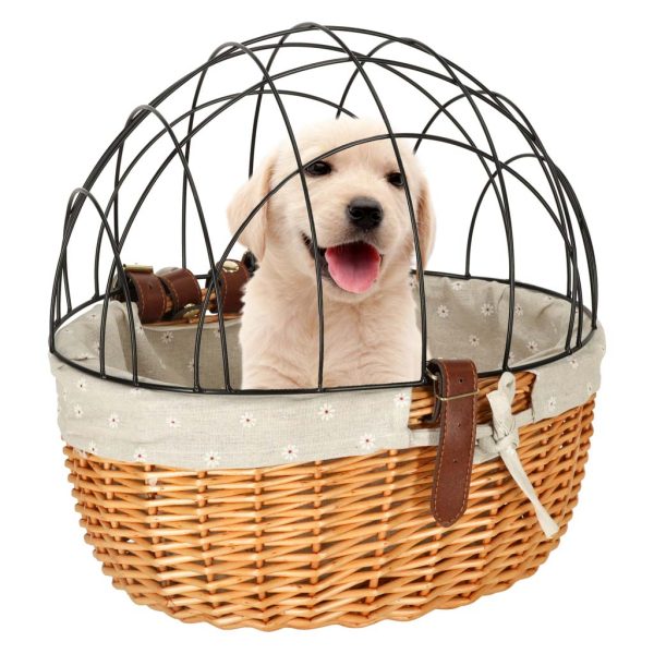 Rattan bicycle basket with metal frame